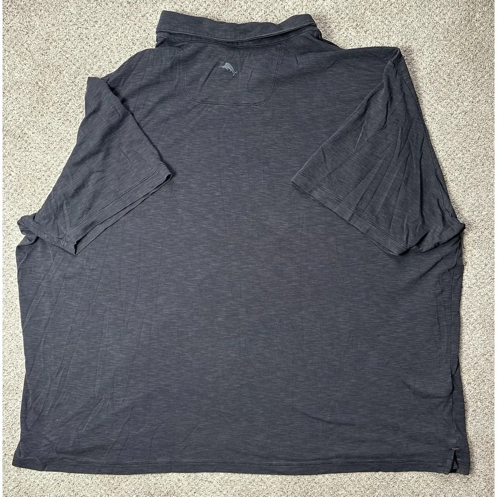 Tommy Bahama Polo Mens 4XLB Performance Short Sleeve Collared Black Solid Shirt
